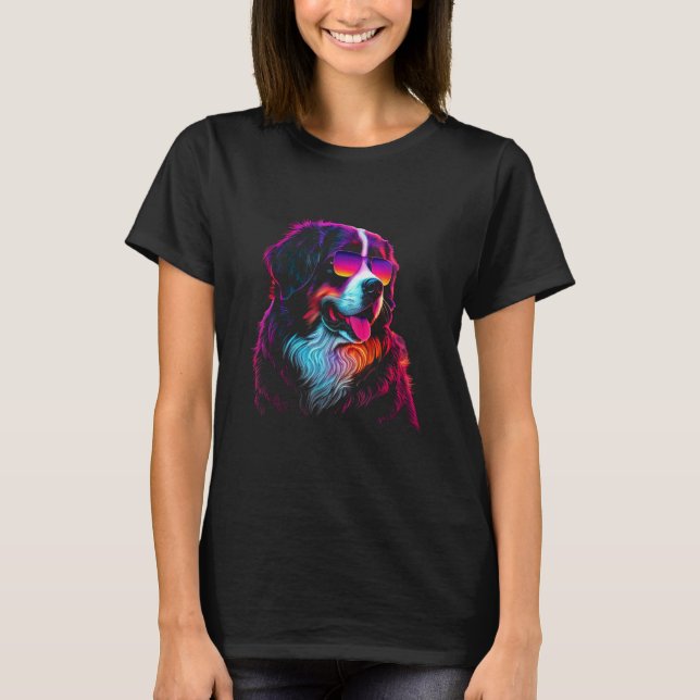 T-shirt Bernese Mountain Dog owner Vaporwave Notorious DJ (Devant)