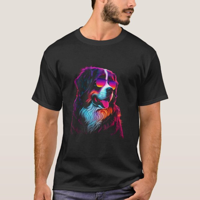 T-shirt Bernese Mountain Dog owner Vaporwave Notorious DJ (Devant)
