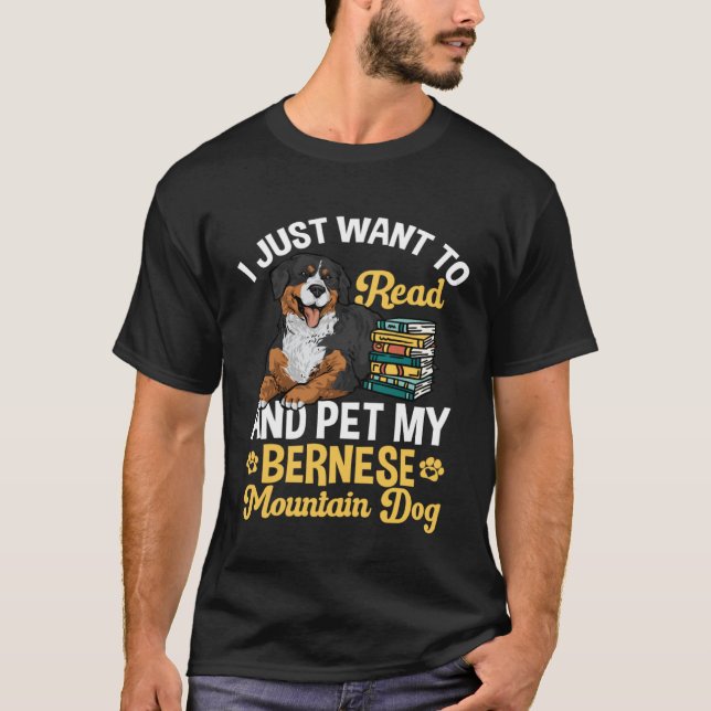 T-shirt Bernese Mountain Dog Read Books (Devant)