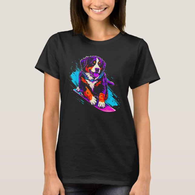 T-shirt Bernese Mountain Dog Snowboarding (Devant)