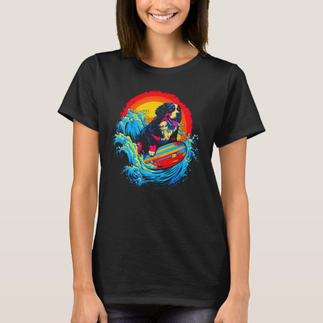 T-shirt Bernese Mountain Dog Surf (Devant)