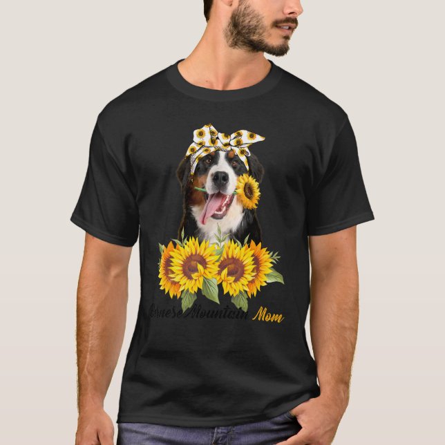 T-shirt Bernese Mountain Mom Sunflower Summer Dog Mom Mama (Devant)
