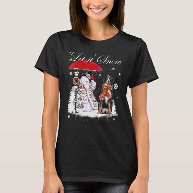 T-shirt Bernese Mountain Père Noël Chien Noël Snowman Noël (Devant)