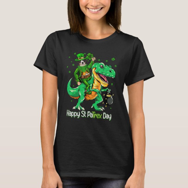 T-shirt Bernese Mountain Riding Dinosaur Patricks Day Sham (Devant)