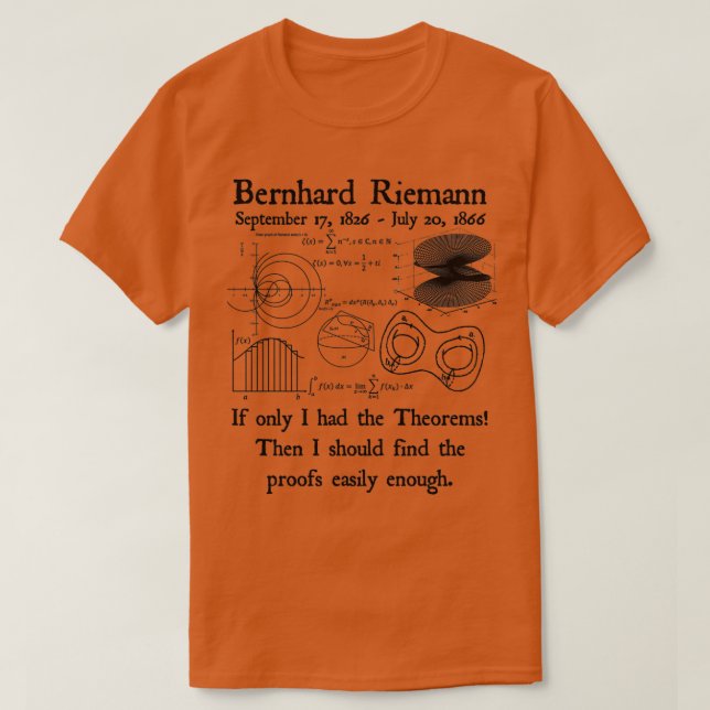 T-shirt Bernhard Riemann Théories Preuve Assez Facilement  (Design devant)