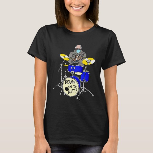 T-shirt Bernie Sanders Mittens Drumming Drum Inauguration (Devant)