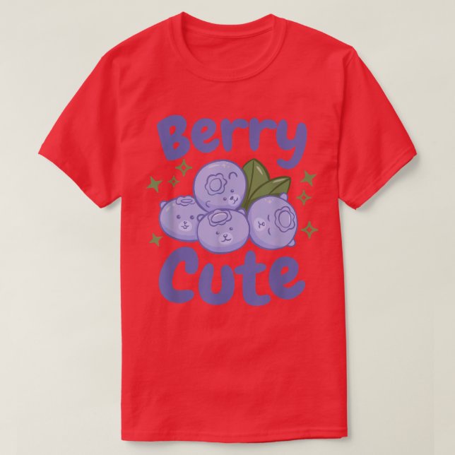T-shirt Berry Cute Kawaii Blueberries with Bear Faces  (Design devant)