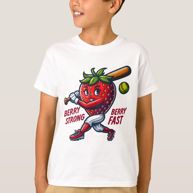 T-shirt Berry Strong, Berry Fast ! Softball fraise (Devant)