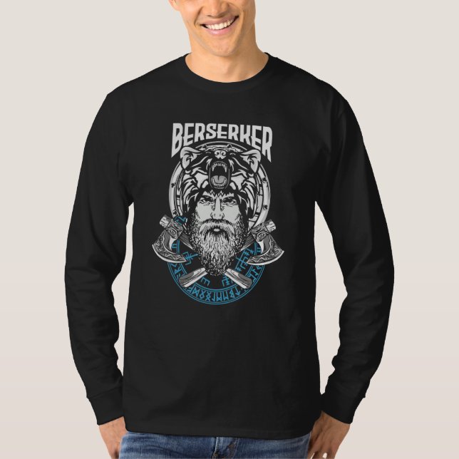 T-shirt Berserk Bear Warrior Odin Runes Norse Compass Viki (Devant)