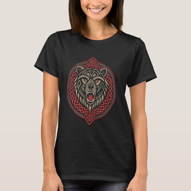 T-shirt Berserker Bear - Nordic Viking Knotwork Warrier (Devant)