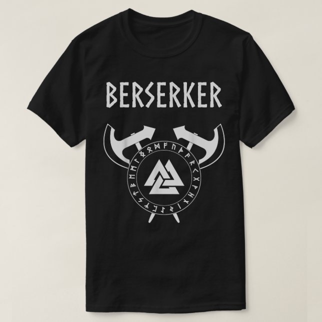 T-shirt Berserker Viking Guerrier Norse Runes (Design devant)