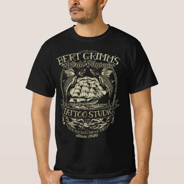 T-shirt Bert Grimm World Famous Tattoo Studio 1954  (Devant)