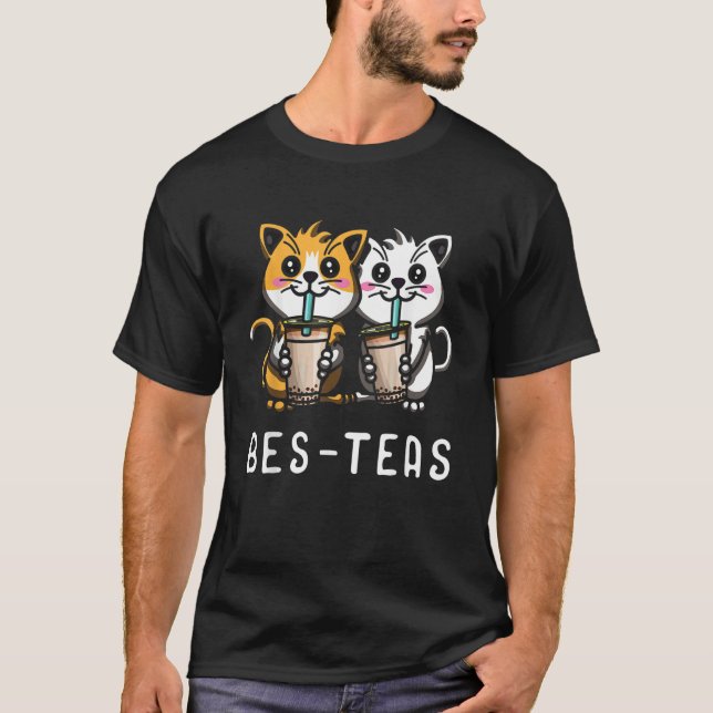 T-shirt Bes Teas Cat  Bubble Milk Tea Domestic Cat Boba Te (Devant)