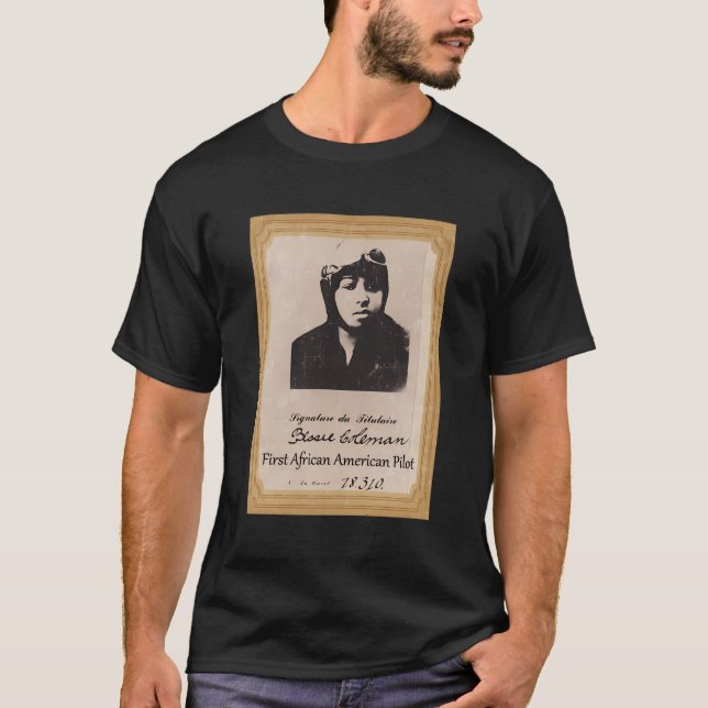 T-shirt Bessie Coleman Premier pilote africain américain (Devant)