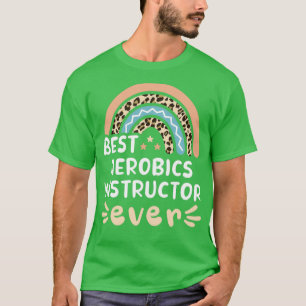 T-shirt Best Aerobics Instructor ever Leopard Rainbow Gift