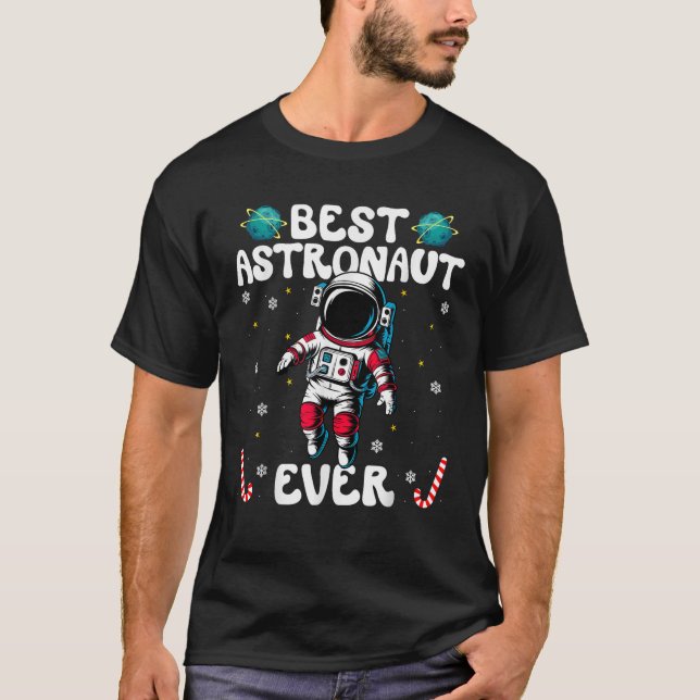 T-shirt Best Astronaut Ever Christmas Basketball Holiday C (Devant)