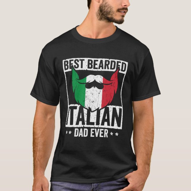 T-shirt Best Bearded Italian Dad Ever Italian Roots Flag H (Devant)