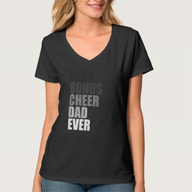 T-shirt Best Bonus Cheer Dad Ever Cheerleading Stepdad Jok (Devant)