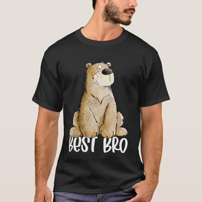 T-shirt Best Brother I Funny Wild Baer Pour Big Ou Little  (Devant)