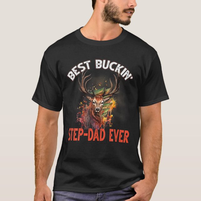 T-shirt Best Buckin' Step-Papa Jamais Hunter Deer Buck Sta (Devant)