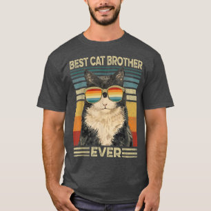 T-shirt Best Cat Brother Ever Retro Vintage Cat Papa Fathe