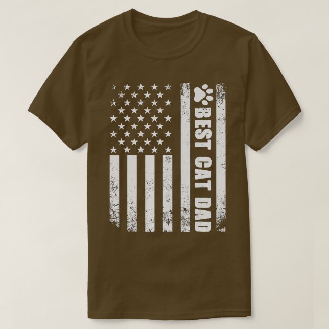 T-shirt Best Cat Dad Ever American Flag Camo  For Fathers  (Design devant)