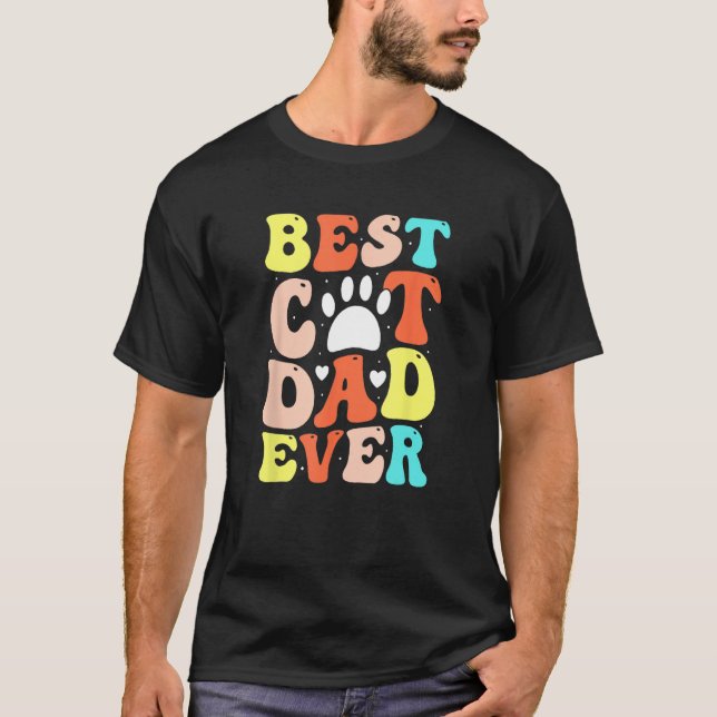 T-shirt Best Cat Dad Ever Happy Father Day 2023 Retro Groo (Devant)