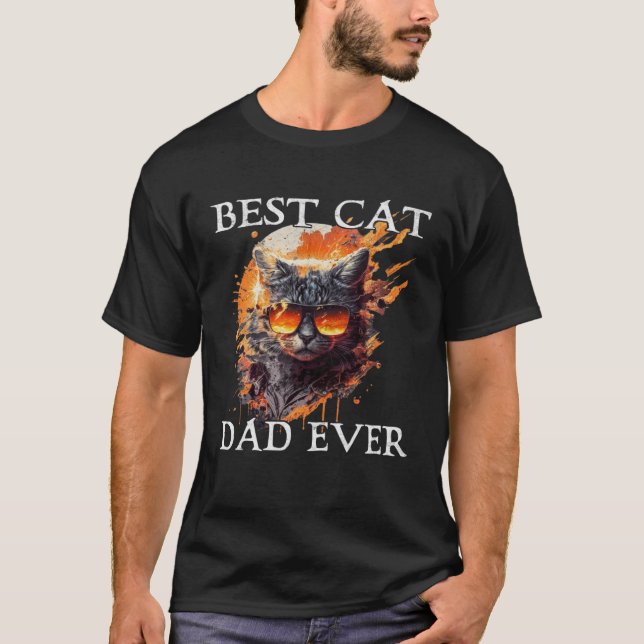 T-shirt Best Cat Dad Ever Retro Grunge Cat Owner Cat (Devant)
