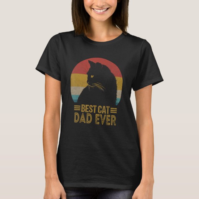 T-shirt Best Cat Dad Ever Retro Sunset  Daddy Cat Father s (Devant)