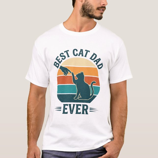 T-shirt Best Cat Dad Ever Vintage Cat Shirt Design_1 (Devant)