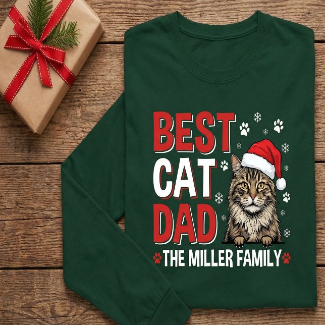 T-shirt Best Cat Dad Personalized family  name christmas (Créateur téléchargé)