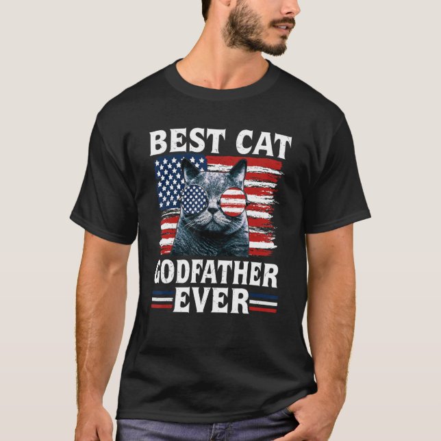T-shirt Best Cat Godfather Ever American Flag Patriotic 4t (Devant)