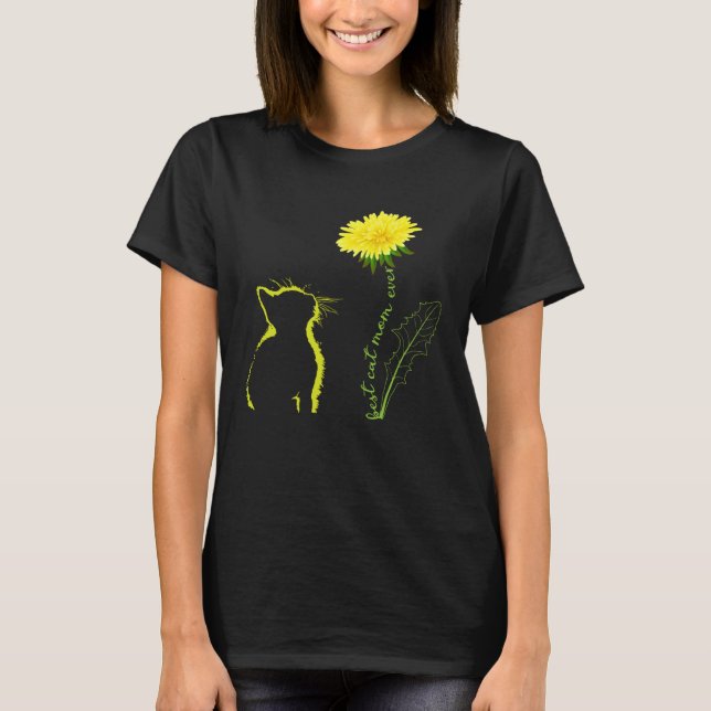T-shirt Best Cat Mom Ever Flower Cat Mom Dandelion Mother  (Devant)