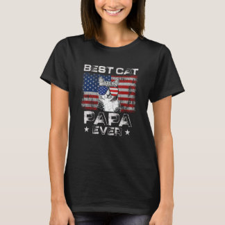 T-shirt Best Cat Papa Ever Drapeau Américain Patriotique 4