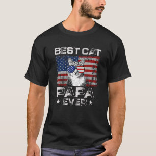 T-shirt Best Cat Papa Ever Drapeau Américain Patriotique 4
