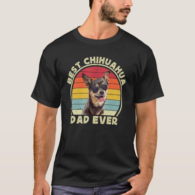 T-shirt Best Chihuahua Dad For Men Retro Black Chiwawa  Do (Devant)