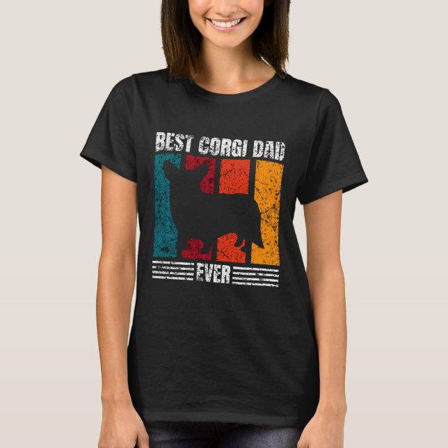 T-shirt Best Corgi Dad Ever Distressed (Devant)