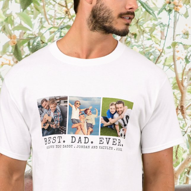 T-shirt BEST DAD EVER 3 Photos Personnalisées (Créateur téléchargé)