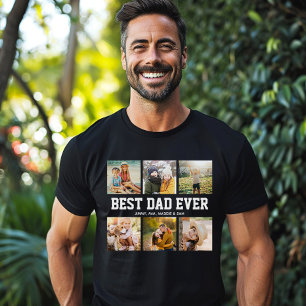 T-shirt BEST DAD EVER 6 Photo Collage Cool Fête des pères