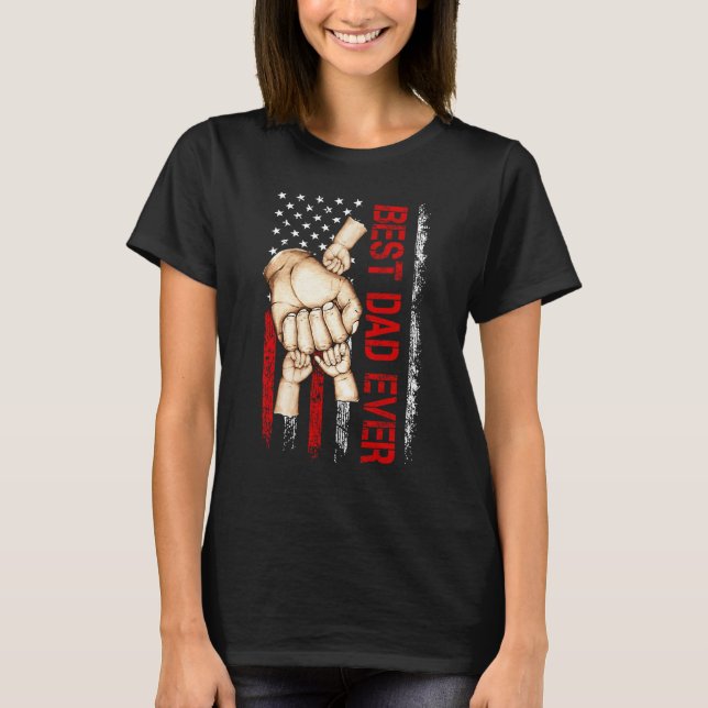 T-shirt Best Dad Ever America Flag Dad Have 3 Child Father (Devant)