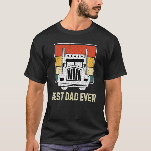 T-shirt Best Dad Ever Flag truck dad trucker dad best truc (Devant)