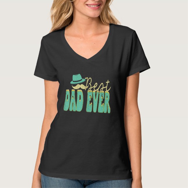T-shirt Best Dad Ever Groovy Father s Day Husband Sons Dau (Devant)