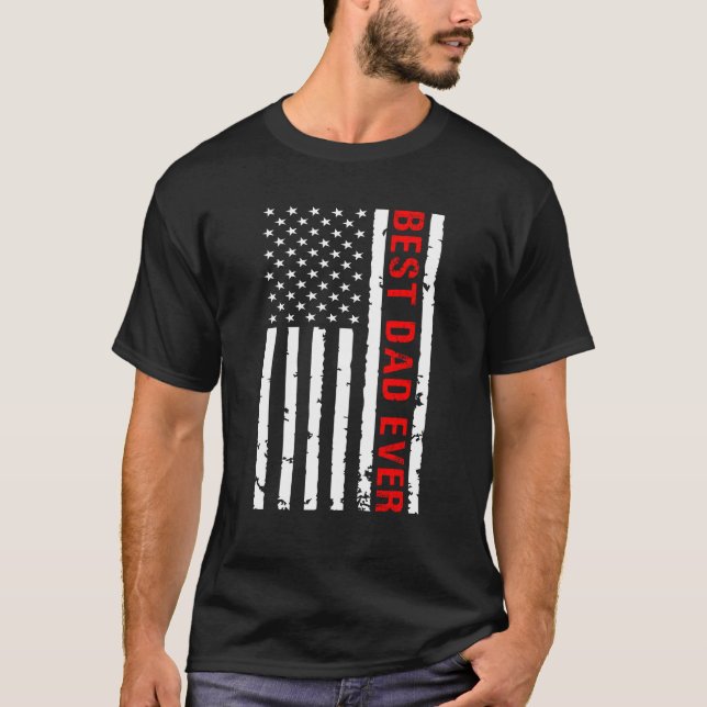 T-shirt Best Dad Ever with American Flag (Devant)
