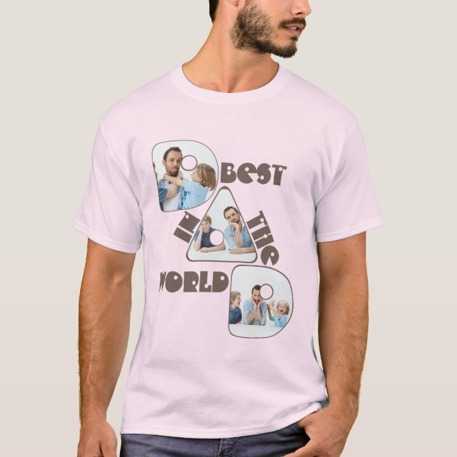 T-shirt BEST DAD IN THE WORLD, photo collage, cône de pin (Devant)