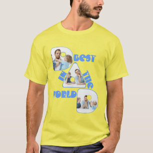 T-shirt BEST DAD IN THE WORLD, photo collage, police bleue