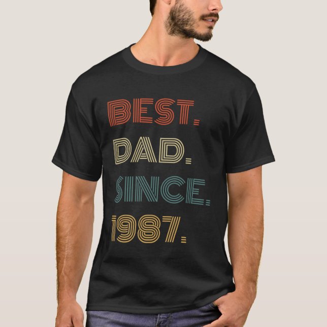 T-shirt Best Dad Since 1987 Clothes  for Him Men Retro Vin (Devant)