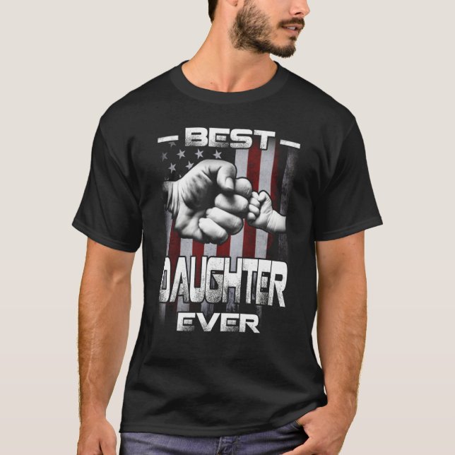 T-shirt Best Daughter Ever Fist bump USA Flag Father's Day (Devant)