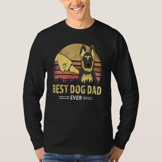 T-shirt Best Dog Dad Ever German Shepherd Retro Puppy  Des (Devant)