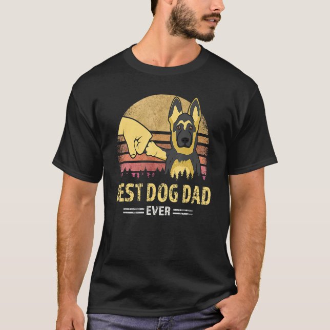 T-shirt Best Dog Dad Ever German Shepherd Retro Puppy  Des (Devant)