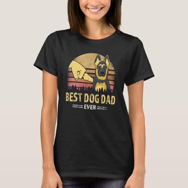 T-shirt Best Dog Dad Ever German Shepherd Retro Puppy  Des (Devant)